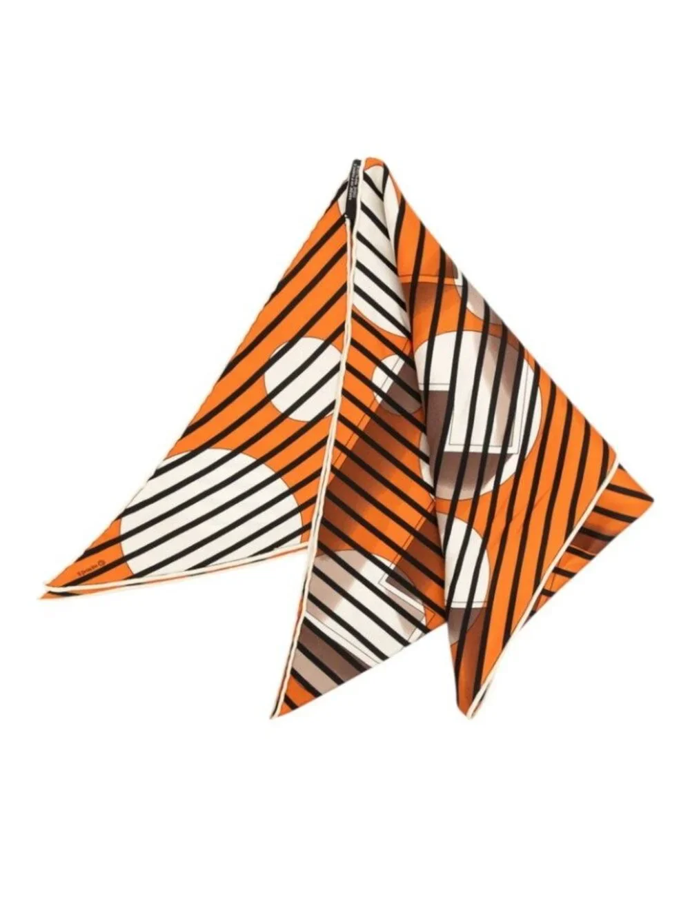 Hermes Pointeau Logo Scarf Orange Multicolor Silk